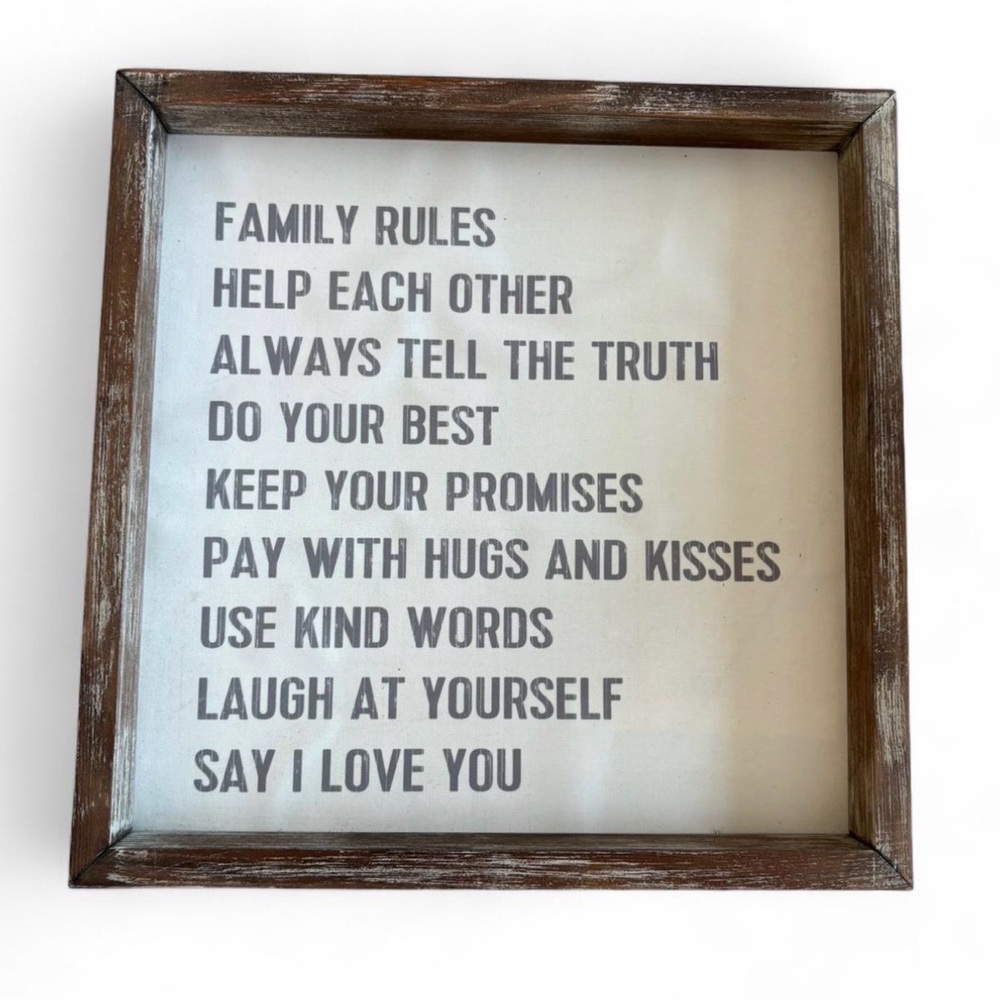 Rustic Brown Family Rules Wall Art
